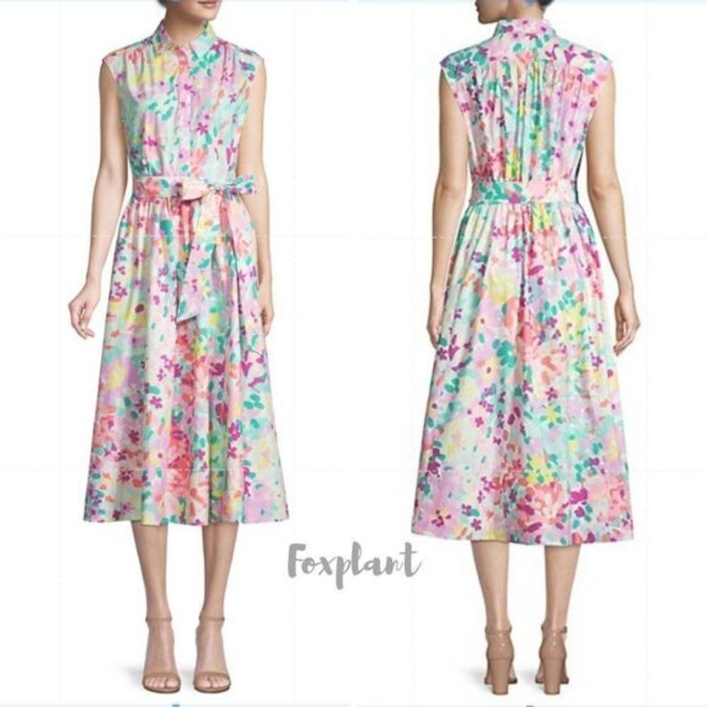 NWT kate spade Painted Petals Floral Cotton Shirtdress, Pastel - Picture 1 of 15